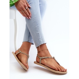 Tongs sandales pour femmes à paillettes Ipanema Gold doré 2