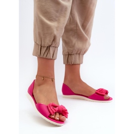 Ballerines femme en caoutchouc avec nœud fuchsia rose 2