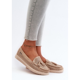 Mocassins ajourés femme dorés d'or 1