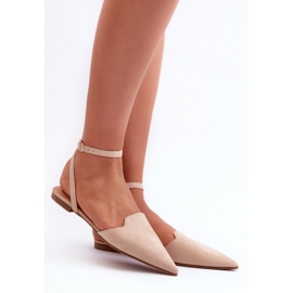 Ballerines à lacets en daim beige 1
