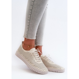 Baskets femme à motif ajouré Beige 1