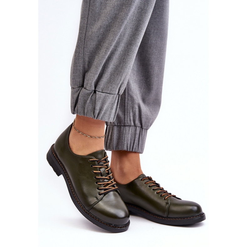 Chaussures à lacets femme vertes 1
