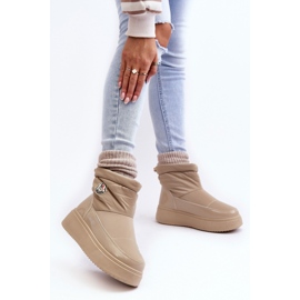 Boots de neige plateforme femme beige 2
