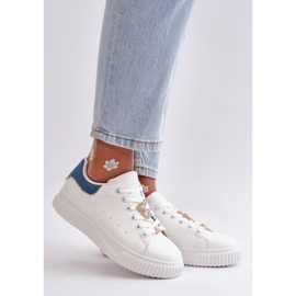 Baskets pour femmes avec épingles Blanc/Bleu blanche 1