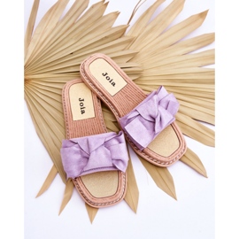 Claquettes en daim avec nœud violet 2