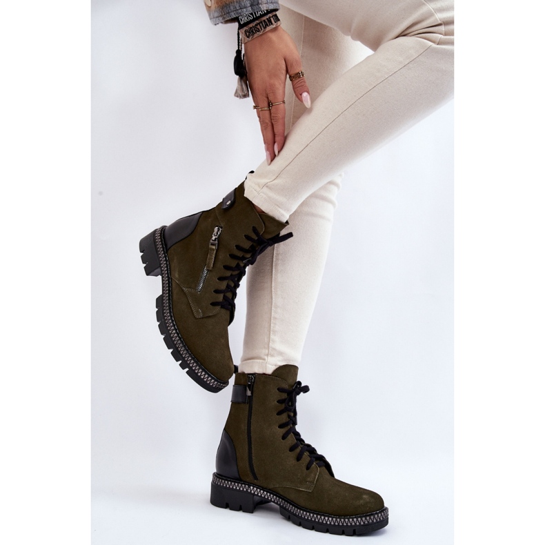 Laura Messi Bottines isolées en daim vert 1