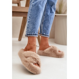 Chaussons femme en fourrure à semelle épaisse Beige 1 Chaussons femme en fourrure à semelle épaisse Beige 1