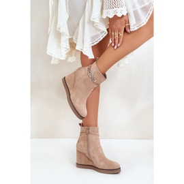 Bottines compensées à bride décorative Beige 2
