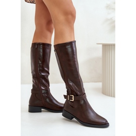 Bottines classiques pour femmes avec boucle marron brun 1