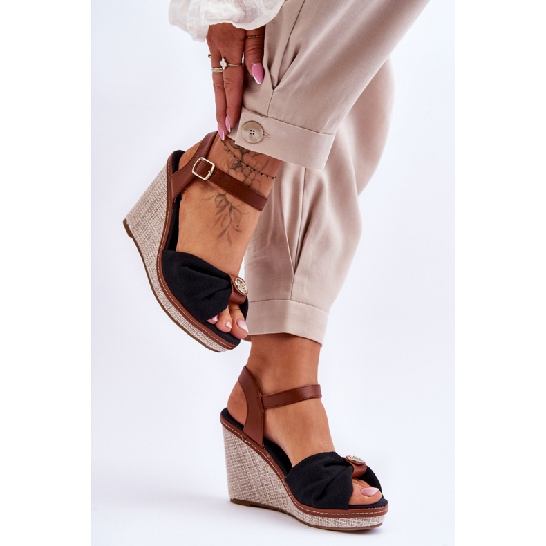 Sandales compensées noires pour femmes le noir 2