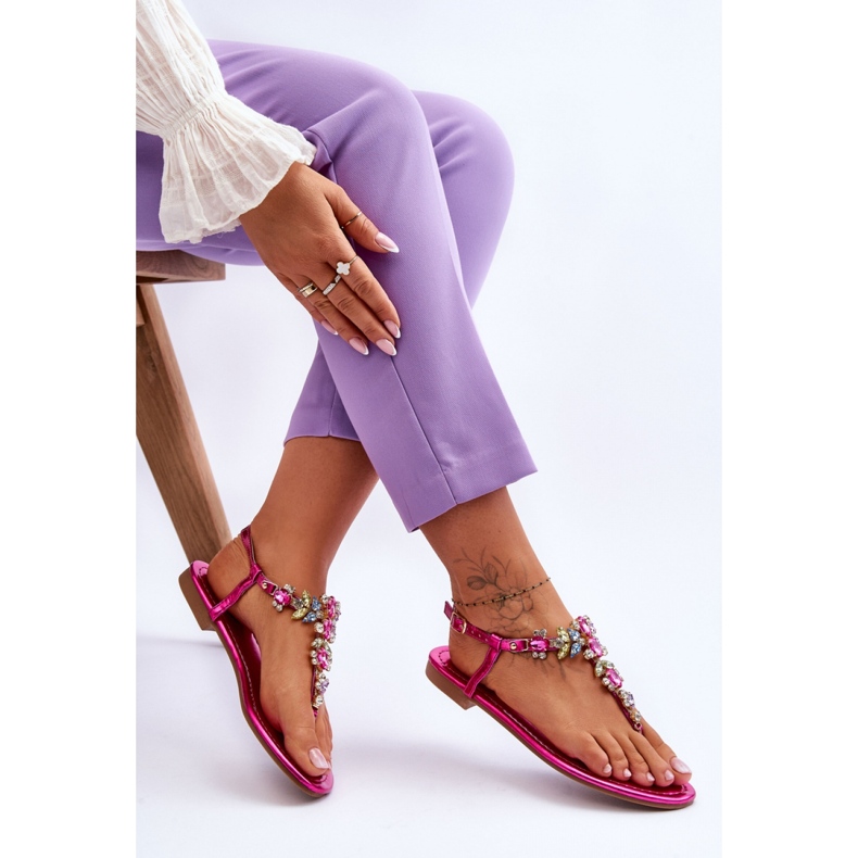 Sandales Femme Avec Pierres Fuchsia rose 1