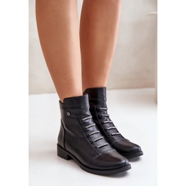Jezzi Bottines isolées à talon plat pour femme, noires 1