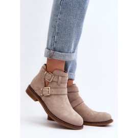Bottines femme beiges à rayures décoratives 1