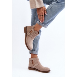 Bottines femme beiges à rayures décoratives 2