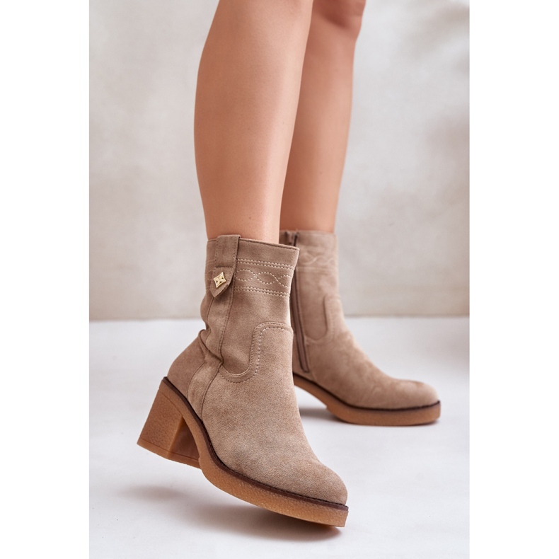 Bottines beiges classiques pour femmes 1