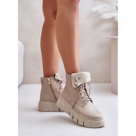 Zazoo Bottines plateforme femme beige 1
