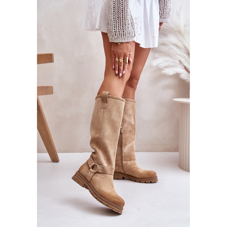 Bottines pour femmes en daim naturel Lewski Beige 1