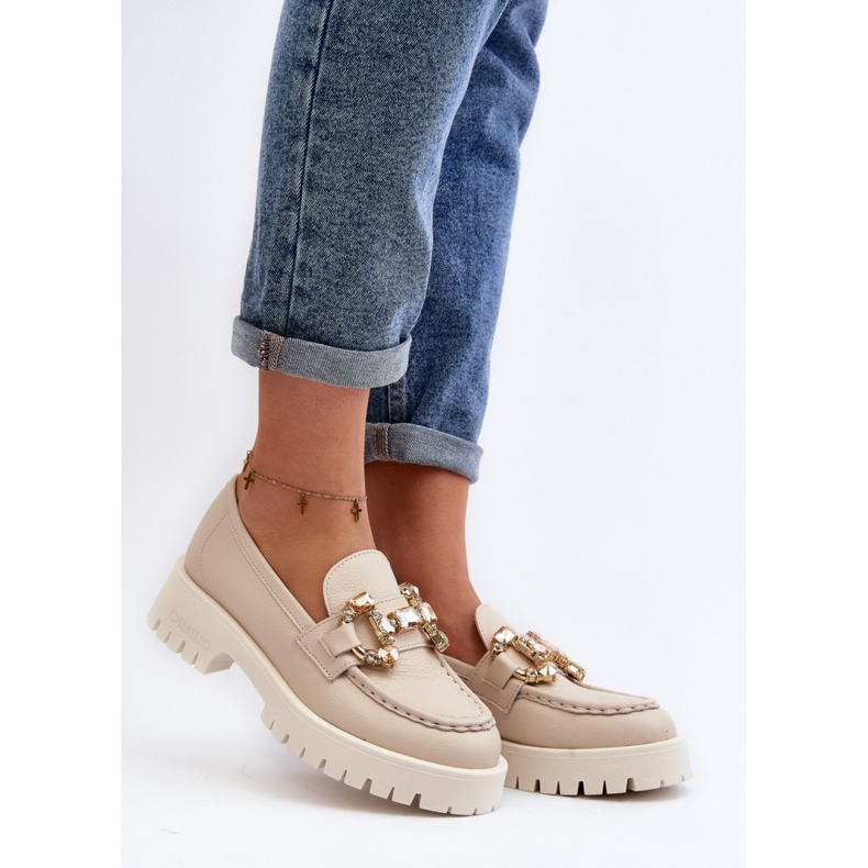 Mocassins femme élégants Chebello Beige 1