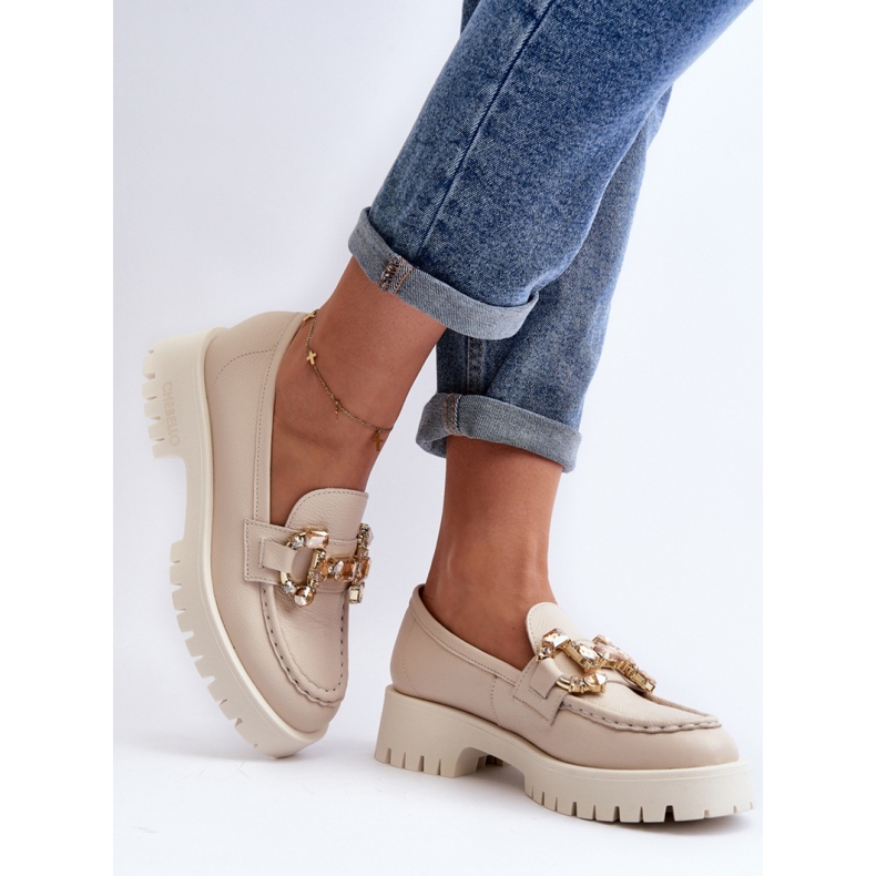 Mocassins femme élégants Chebello Beige 2