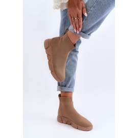 Chaussures de sport beiges avec chaussette brun 2