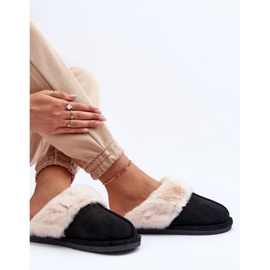 Chaussons femme noirs avec fourrure le noir 1