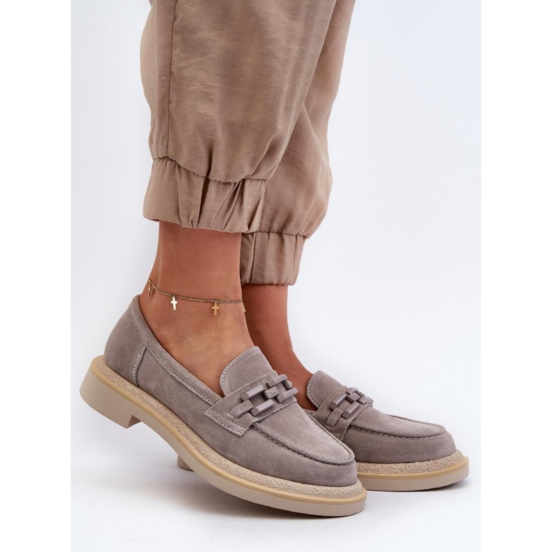 S. BARSKI Mocassins pour femmes à décoration Gris 1 S. BARSKI Mocassins pour femmes à décoration Gris 1