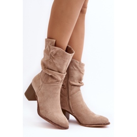 Bottines femme beiges à tige volantée 1 Bottines femme beiges à tige volantée 1