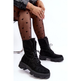 PS1 Travailleurs en daim avec fourrure pour femmes, noir 1