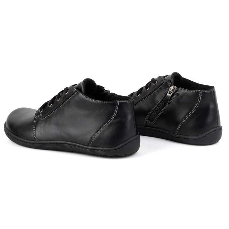 Olivier Chaussures en cuir pour femmes pieds nus, légèrement isolées, montantes avec fermeture éclair 787 noir 1