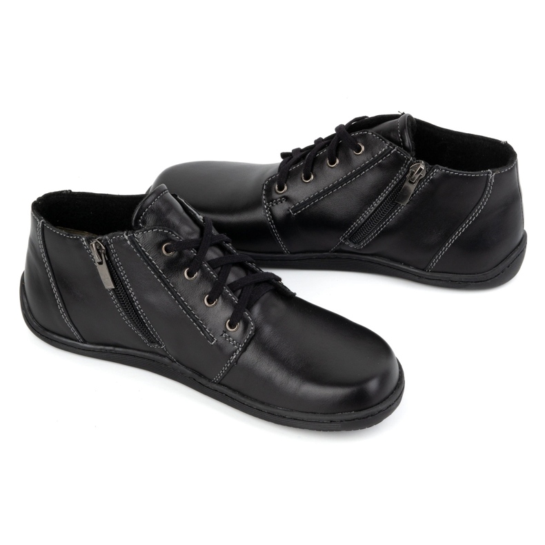 Olivier Chaussures en cuir pour femmes pieds nus, légèrement isolées, montantes avec fermeture éclair 787 noir 2