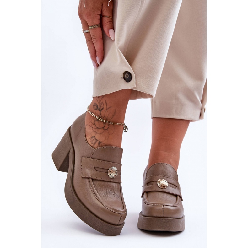 Step in style Chaussures Modèle Dunadia 20148 Cuir Beige Foncé - Entrez avec style 1