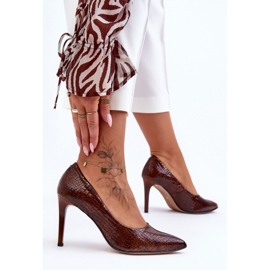 Step in style Talons hauts Modèle Lewski Shoes 2659 Brown Wąż - Entrez avec style brun 2