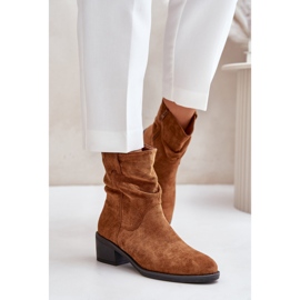 Bottines classiques pour femmes en éco-daim Camel brun 1