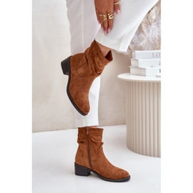 Bottines classiques pour femmes en éco-daim Camel brun 2