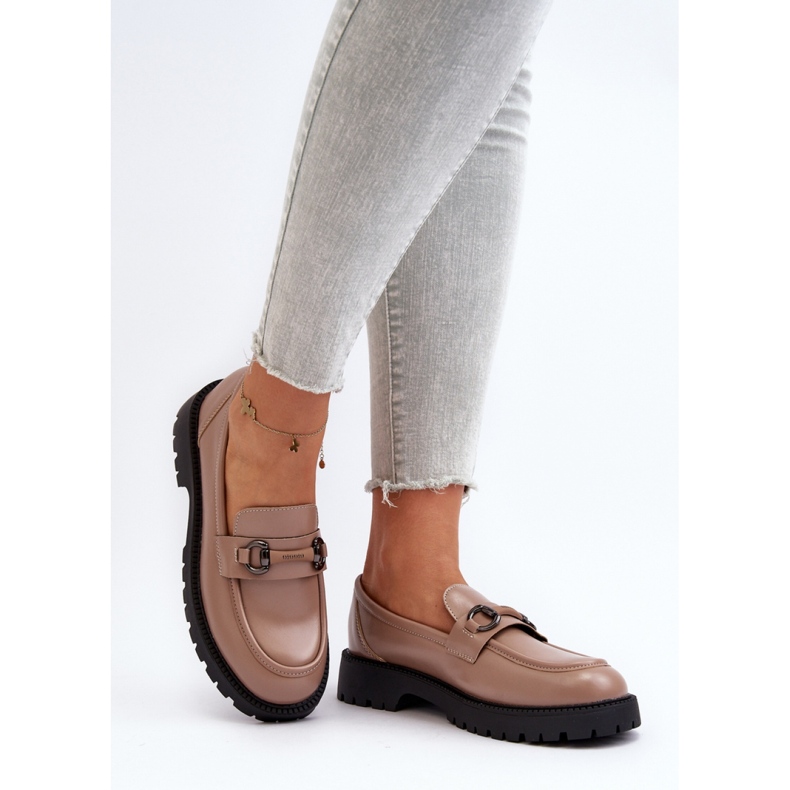 Mocassins élégants pour femmes en éco-cuir Beige 2 Mocassins élégants pour femmes en éco-cuir Beige 2