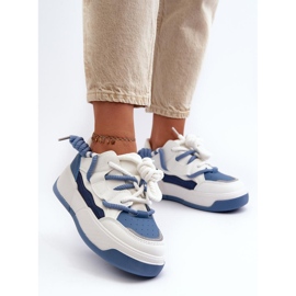 Baskets plateforme femme bleues 1