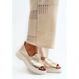 Sandales femme Zazoo Gold en cuir naturel d'or 1