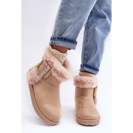 Bottes de neige beiges pour femmes à la mode 1