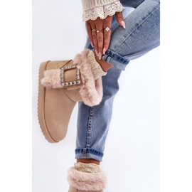Bottes de neige beiges pour femmes à la mode 2
