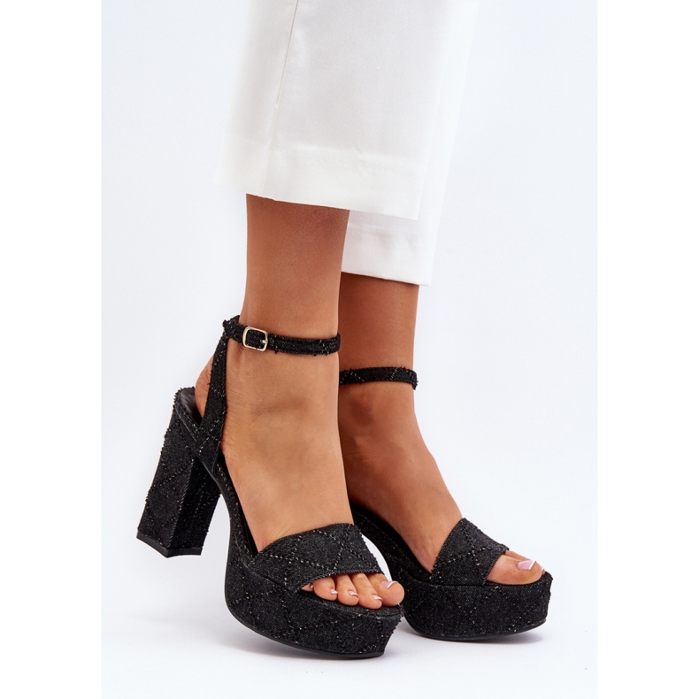 Sandales pour femmes à la mode en matière textile le noir 1