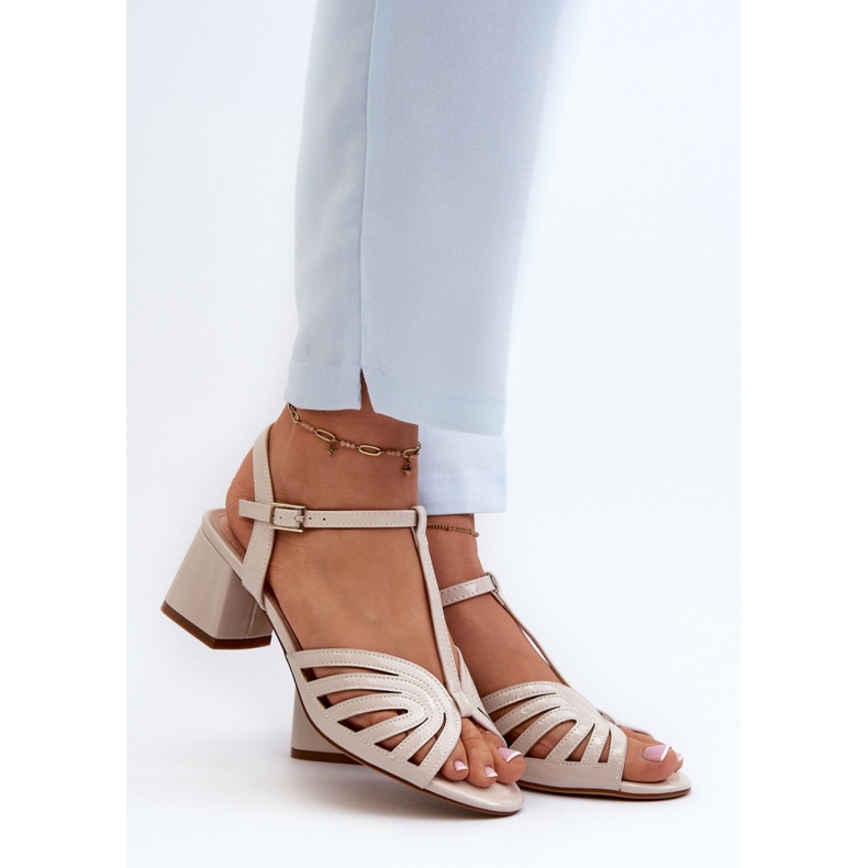 Sandales en cuir verni Modèle Sergio Leone Beige 1