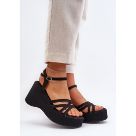 Sandales compensées et plateforme femme Noir le noir 1