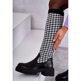 Bottes pour femmes uniques avec tissu le noir 1