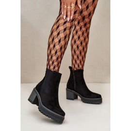 Bottes en daim à fond épais pour femmes, noir le noir 1