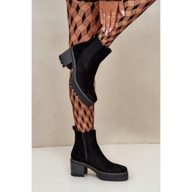 Bottes en daim à fond épais pour femmes, noir le noir 2