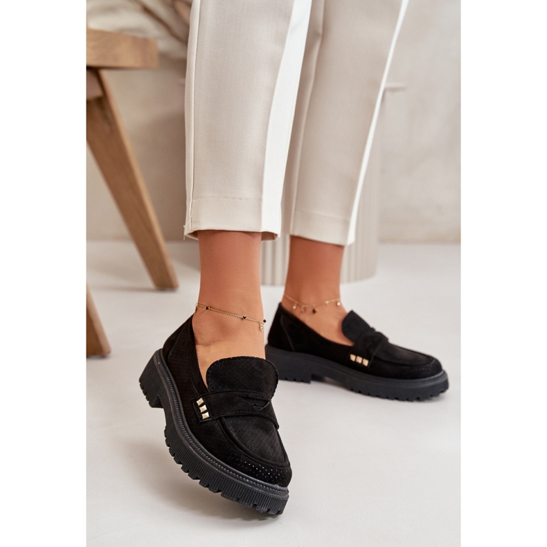 Mocassins pour femmes en éco-daim Noir le noir 1