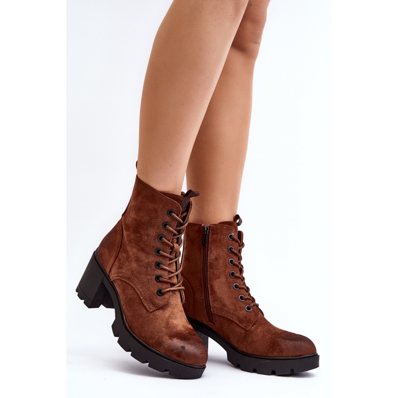 Bottines pour femmes en éco-daim brun 1