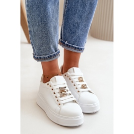 Chaussures de sport avec décoration blanc/or blanche 1