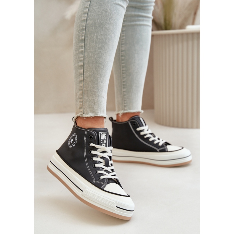 Baskets Big Star en cuir noir le noir 1