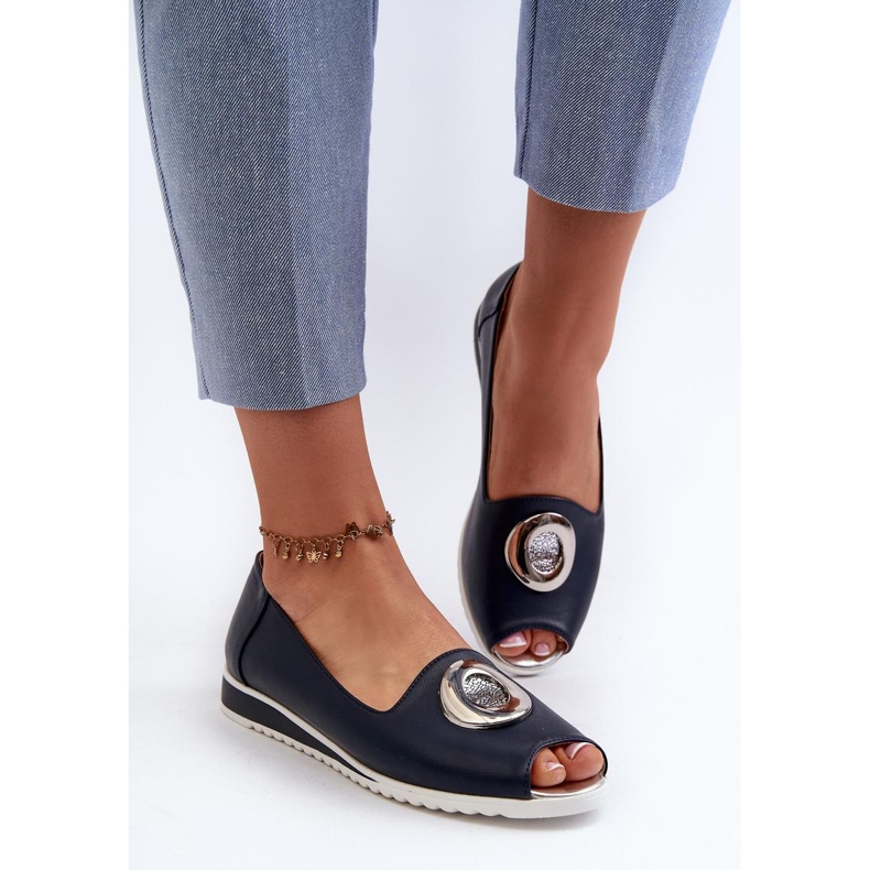 Jezzi Escarpins à bout ouvert bleu marine 1